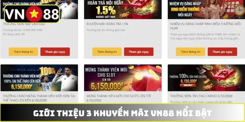Giới thiệu 3 khuyến mãi VN88 nổi bật Giới thiệu 3 khuyến mãi VN88 nổi bật